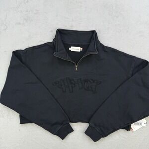 Honor The Gift Shirt Women's Oversized‎ Quarter Zip Cropped Black Size 2XL NWT